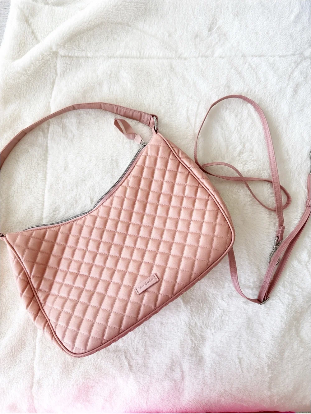 Vera Bradley pink Cotton Frannie Crescent Crossbody Purse Crossbody Purse